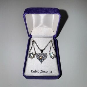 Diamond Cubic Zirconia Necklace and Earring Set